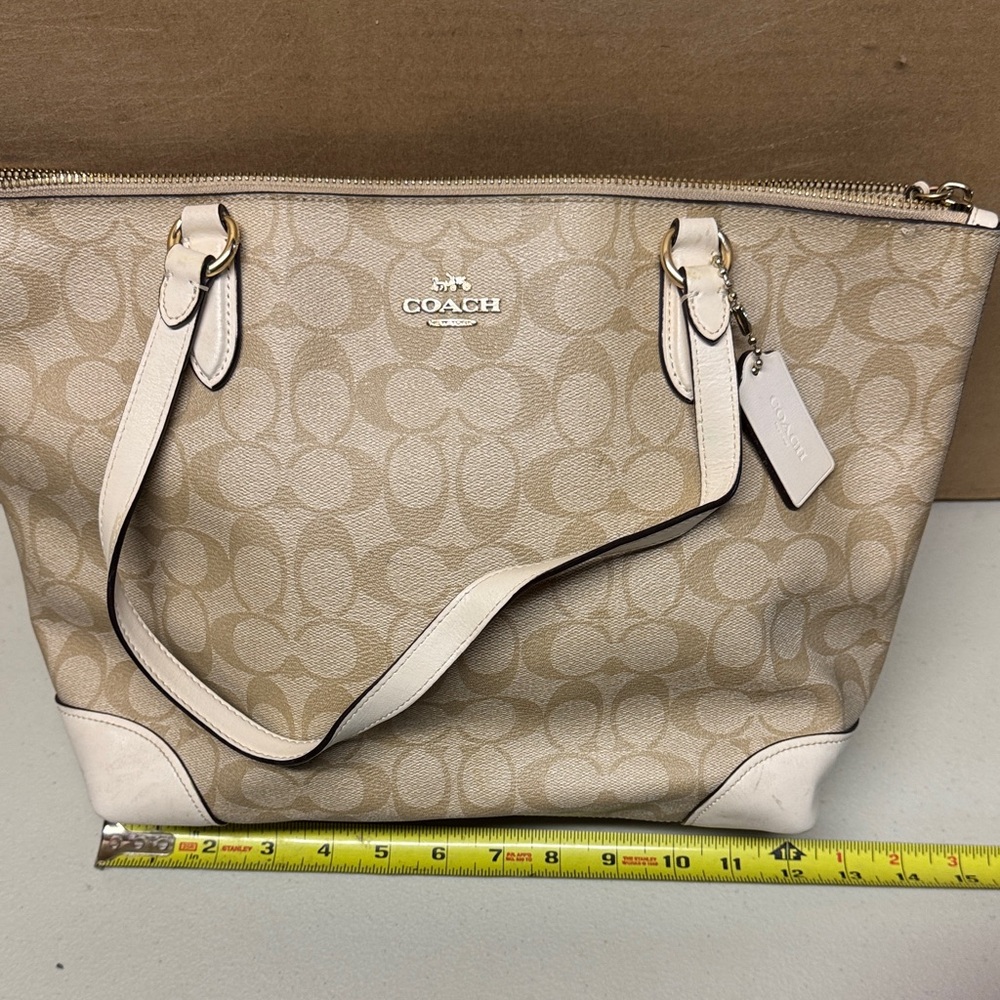 Coach Beige and Cream Signature Tote